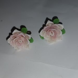 1950s porcelain screw back earrings